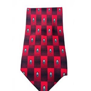 Vintage Di Moscio Handmade Pure Silk Men's Neck Tie Red and Black Geometric